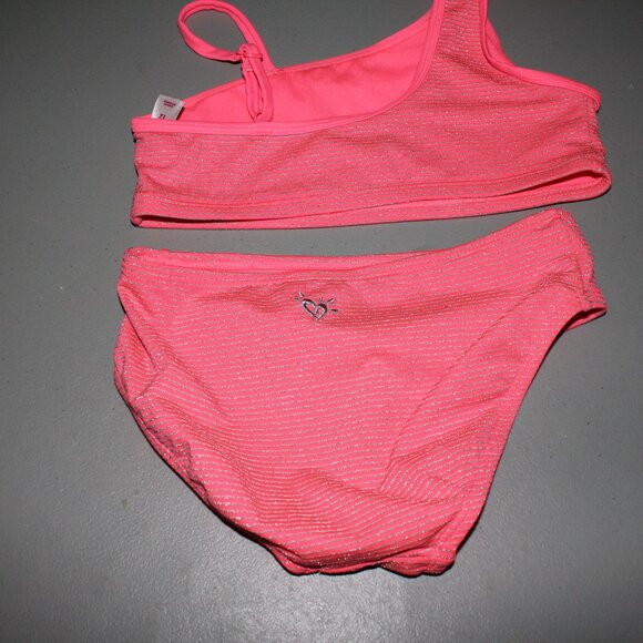 Pink & Silver 2 Pcs Justice Bikini Swimsuit Size 12 - Picture 5 of 11